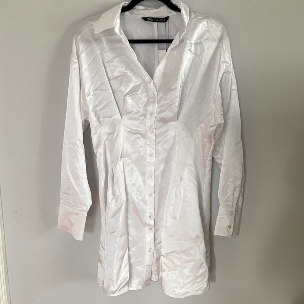 Zara silk shirt dress
